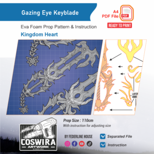 The Gazing Eye Keyblade Prop Pattern – Template EVA Foam untuk Cosplay (Kingdom Hearts)