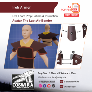 Iroh Armor Prop Pattern – Template EVA Foam untuk Cosplay (Avatar: The Last Airbender)